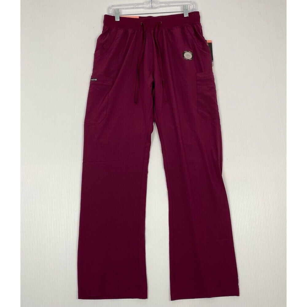 Heal Wear Womens M Cargo Scrub Pants Maroon Drawstring Elastic Waist RN 127051